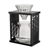 【HARIO】麻葉紋手沖咖啡架組(黑色/原木)