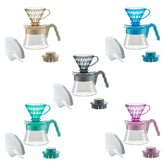 【HARIO】限量套組 樹脂濾杯*1+咖啡壺*1+濾紙40張入*1+量匙*1(自然米/海洋藍/薄荷綠/玫瑰粉/摩登灰)