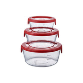 【HARIO】圓形玻璃保鮮盒3件組