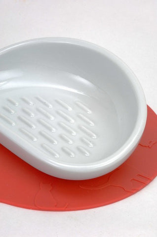 【HARIO】長毛貓專用磁碗 紅色墊 30ml(PTS-NYL-R)