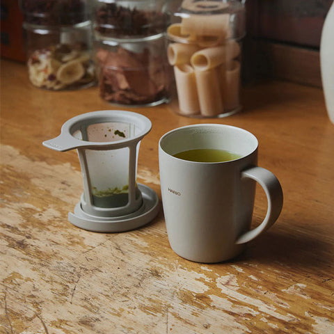 【HARIO】茶&咖啡兩用陶瓷塗層保溫杯 300ml 米灰 海軍藍 櫻花粉 TCM-300