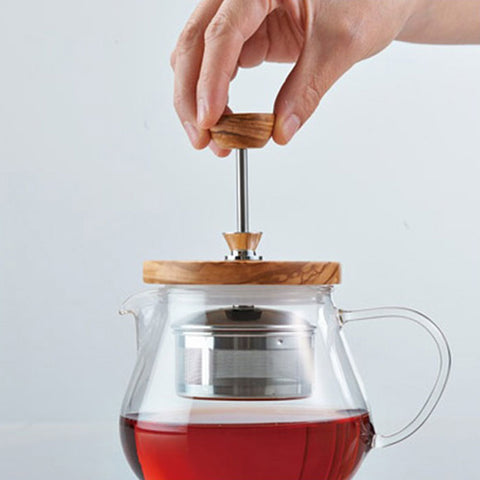 【HARIO】橄欖木濾壓茶壺 450ml(TEO-45-OV)/700ml(TEO-70-OV)