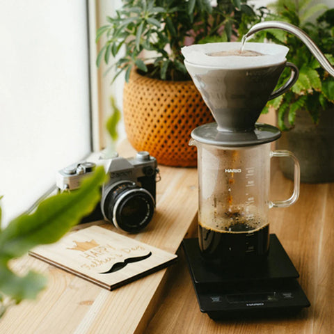 【HARIO】V60石墨灰手沖咖啡套組 600ml 濾杯＋咖啡壺＋濾紙＋量匙 入門組 BVD-3012-GR