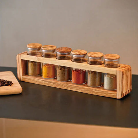 【HARIO】橄欖木調味料保存瓶 6件套 90ml(SPS-6-OV)