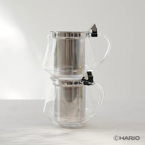 【HARIO】CLEAR BREW 單手沖泡茶壺 600ml 耐熱玻璃 不鏽鋼濾網 單手倒茶 TPF-60-HSV