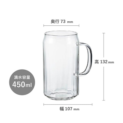 【HARIO】啤酒罐玻璃杯 450ml 透明玻璃杯 啤酒杯 氣泡飲杯 冰飲杯 居家露營 HGK-450-M