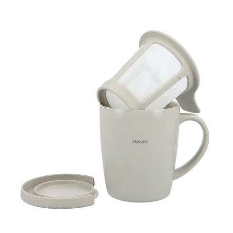 【HARIO】茶&咖啡兩用陶瓷塗層保溫杯 300ml 米灰 海軍藍 櫻花粉 TCM-300