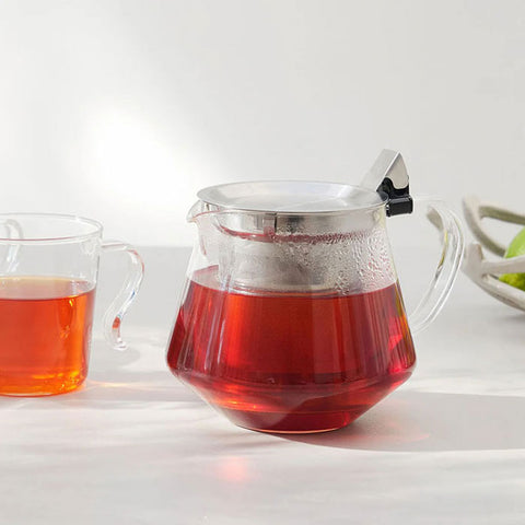 【HARIO】CLEAR BREW 單手沖泡茶壺 600ml 耐熱玻璃 不鏽鋼濾網 單手倒茶 TPF-60-HSV