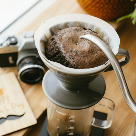 【HARIO】V60石墨灰手沖咖啡套組 600ml 濾杯＋咖啡壺＋濾紙＋量匙 入門組 BVD-3012-GR