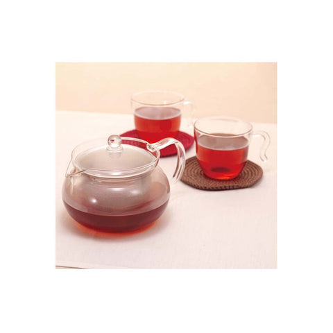 【HARIO】茶茶急須丸形茶壺700ml+圓型馬克玻璃對杯組