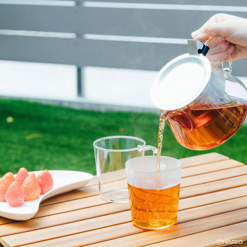 【HARIO】CLEAR BREW 單手沖泡茶壺 600ml 耐熱玻璃 不鏽鋼濾網 單手倒茶 TPF-60-HSV