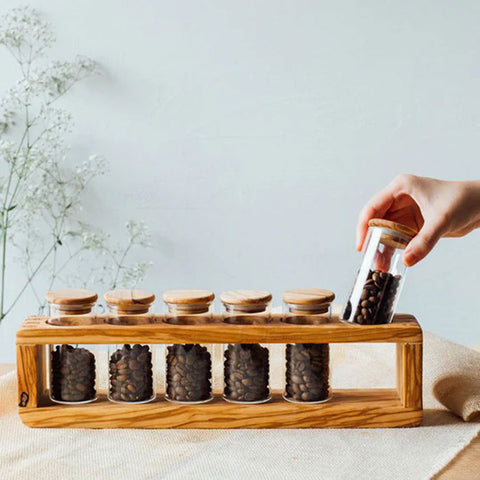【HARIO】橄欖木調味料保存瓶 6件套 90ml(SPS-6-OV)
