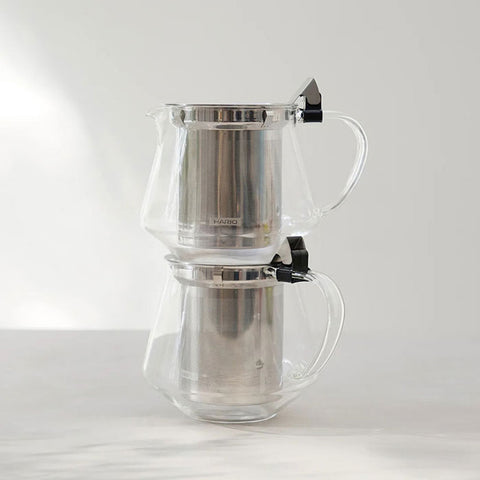 【HARIO】CLEAR BREW 單手沖泡茶壺 600ml 耐熱玻璃 不鏽鋼濾網 單手倒茶 TPF-60-HSV
