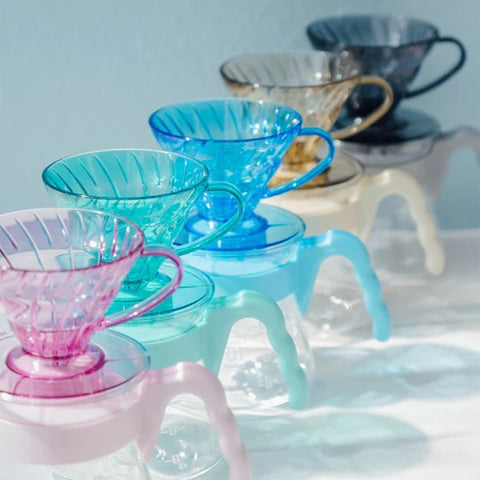 【HARIO】限量套組 樹脂濾杯*1+咖啡壺*1+濾紙40張入*1+量匙*1(自然米/海洋藍/薄荷綠/玫瑰粉/摩登灰)