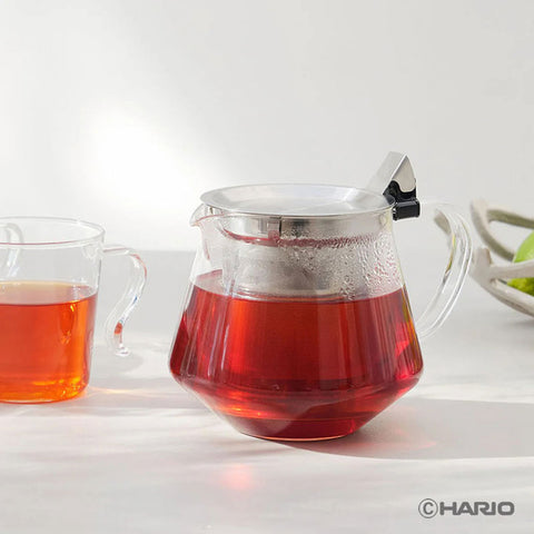 【HARIO】CLEAR BREW 單手沖泡茶壺 600ml 耐熱玻璃 不鏽鋼濾網 單手倒茶 TPF-60-HSV