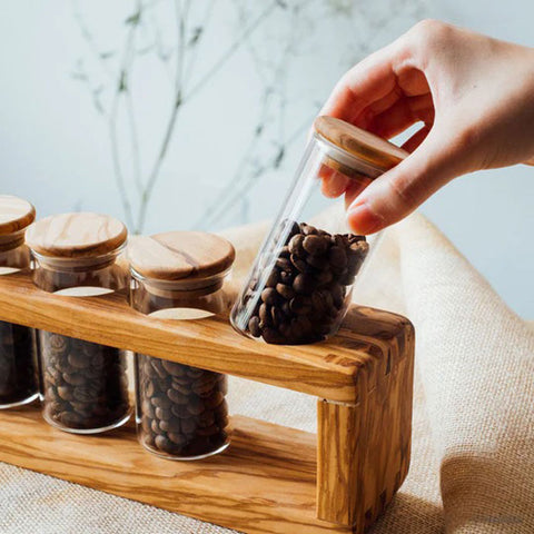 【HARIO】橄欖木調味料保存瓶 6件套 90ml(SPS-6-OV)