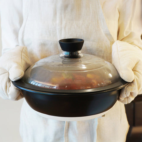【HARIO】萬古燒深土鍋 2000ml/3000ml 直火適用 導熱均勻 (GDN-225-B/GDN-255-B-W)