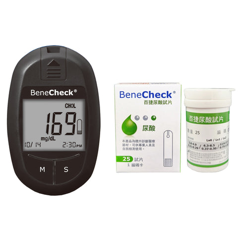 【BeneCheck 百捷】優善雙功能檢驗系統 尿酸 附試紙及針