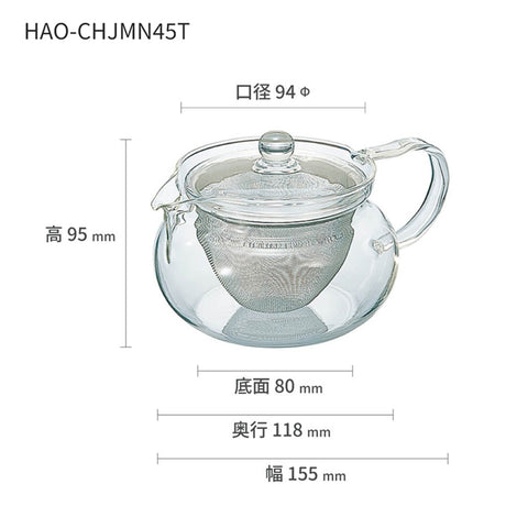 【HARIO】茶茶急須丸形茶壺 450ml 700ml 耐熱玻璃茶壺 不鏽鋼濾網 CHJMN-45T CHJMN-70T