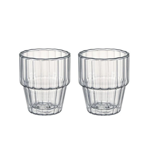 【HARIO】線紋雙層玻璃杯 2入組 300ml(HWS-4012-M)