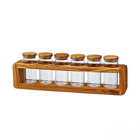 【HARIO】橄欖木調味料保存瓶 6件套 90ml(SPS-6-OV)