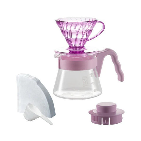 【HARIO】限量套組 樹脂濾杯*1+咖啡壺*1+濾紙40張入*1+量匙*1(自然米/海洋藍/薄荷綠/玫瑰粉/摩登灰)