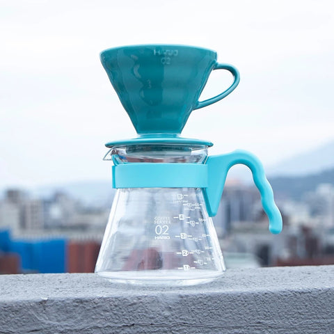 【HARIO】V60濾杯咖啡壺組 700mL 粉紅色/藤紫色/淺藍色 (附贈 愛情白鴿濾紙)