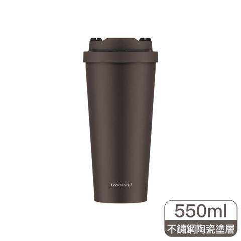 【樂扣樂扣】韓風瓷感彈跳不鏽鋼咖啡杯 550ml  環保杯 台灣公司貨