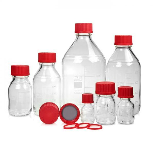 【PYREX】GL45血清瓶紅蓋 寬口/ 廣口玻璃水瓶/環保水瓶 - 德記生活