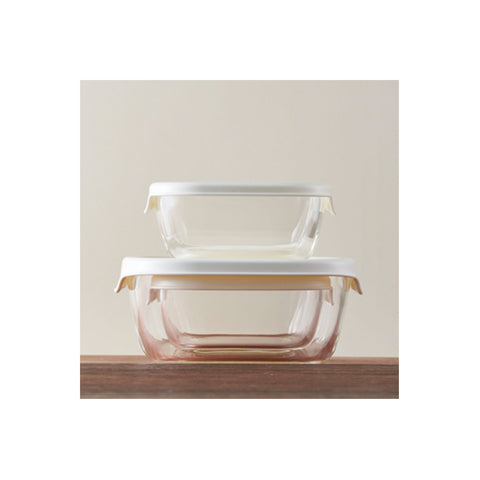 【HARIO】 方形白色玻璃保鮮盒3件組(250mlx2+600ml/KST-2012-OW)