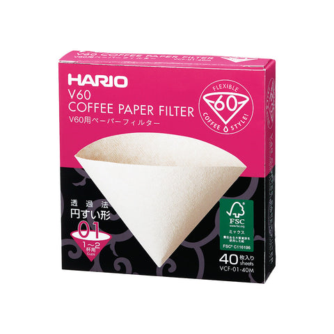 【HARIO】V60 01濾紙 02濾紙 03濾紙 (40入/100入) 日本製 錐形濾紙 咖啡濾紙